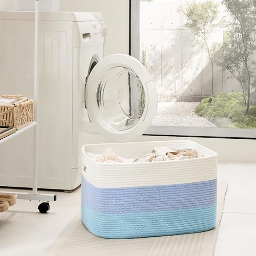 Artfeel Blanket Basket,Rectangle Woven Baskets for Storage,65L Laundry Basket for Decorative Nursery Blanket,Toys,Dirty Clothes and Magazine in Shelves,Baby Room,and Living Room - Image 3