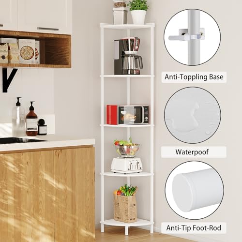 SUNMORY 5 Tier Corner Shelf, 65" Tall Corner Shelves for Living Room Decor - Image 3