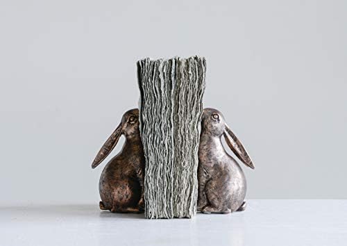 Creative Co-Op Decorative Resin Rabbit Bookends, Distressed Bronze Finish - Image 3