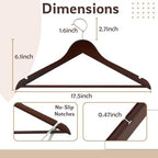 Solid Wooden Hangers, 30 Pack Walnut Slim Wood Hangers - Image 3