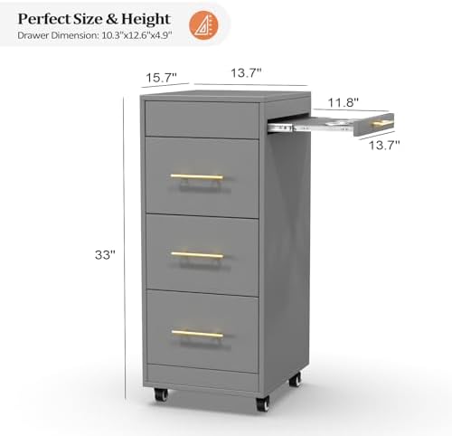 Salon Trolley Cart with Wheels, 3-Drawer Rolling Hair Styling Station, Mobile Beauty Trolley with Hot Tools Holder, Storage for Salon, Barbershop, Spa & Tattoo, Grey - Image 4