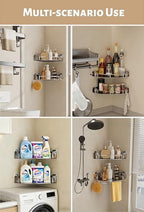 Corner Shower Caddy, Stainless Steel 304, Integrated Molding Bathroom Shelves, Wall Mounted Shower Organizer with Nail Free Adhesive, Suit for Corner Storage Racks in Bath Kitchen(2 Pack) - Image 4