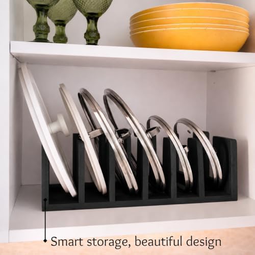 Pot Organizers Inside Cabinet – Pot Lid & Plate Rack for Cabinet, Multi-Use Storage for Lid Organizer Inside Cabinet - Cutting Boards, Baking Sheets & Trays - Fits Under Cabinet or Drawer (Black) - Image 3