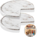 Leinuosen 2 Pcs 24in/28in/32in Banded Pine Wood Full Kidney Shaped Lazy Susan for Corner Base Cabinets with Iron Swivel Bearing for Kitchen Turntables, Not Include Metal Rod(28 Inch,White) by Leinuosen