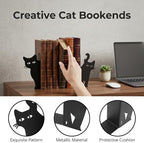 6pcs Cat Metal Bookends for Shelves Cute Decorative Book Ends with Bookmark - Image 4