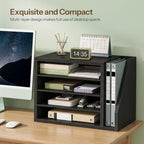 HOOBRO Mail Sorter, Literature Organizer with Adjustable Shelves, Paper Organizer for Office, Home, Wood Countertop File Holders, Mails, Magazines, Black BK41WF01 - Image 5