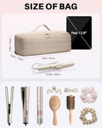 Hair Tools Travel Bag with Heat Resistant Mat, Taupe Beige - Image 4