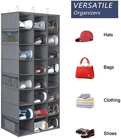 Libeder 24 Section Hanging Shoe Organizer & Storage for Closet, Grey - Image 5