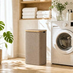 efluky Double Laundry Hamper with Lid and 2 Removable Bags, Brown - Image 6
