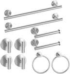Brushed Nickel Bathroom Hardware Set 10 Pieces, Bathroom Towel Rack Holder Set Wall Mounted, SUS304 Stainless Steel Towel Bar Set - 16 Inch Towel Bar, Toilet Paper Holder, Towel Hooks, Towel Ring by bkJasmine