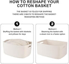 OIASKET Large Storage Basket for Organizing, Woven Rope Basket for Shelves, Closet Organizer Bins for Clothes, Blanket, Toys, Baby Nursery Storage, 17.7" x 13" x 7.87", 2 Packs White - Image 6