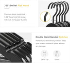 TOPIA HANGER Premium Wooden Hangers, Luxury Boutique Wood Hangers with Extra Thick Hook and Non Slip Pants Bar, Heavy Duty Coat Hanger with Notches 16 Pack, Black -CT01B - Image 3
