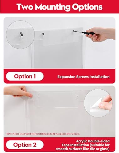 Wall-Mounted Parchment Paper Sheets Holder, Wax Paper & Deli Wraps Organizer for 10×10in/12×12in, Clear Acrylic Dispenser with Screws & Tapes for Kitchen & Bakery, Holds 100–200 Sheets - Image 6