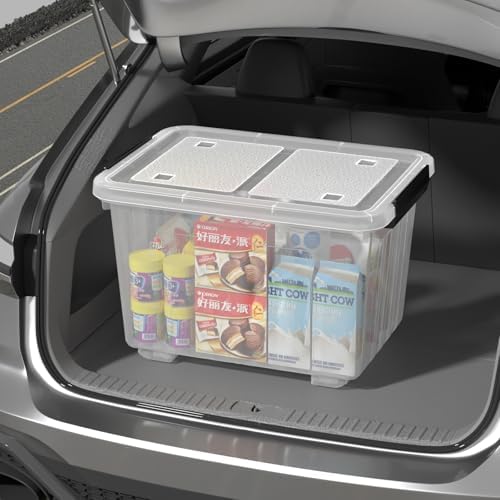 Farmoon 50 QT Clear Wheeled Storage Bin, Plastic Latch Box with Lid, 4 Pack - Image 6