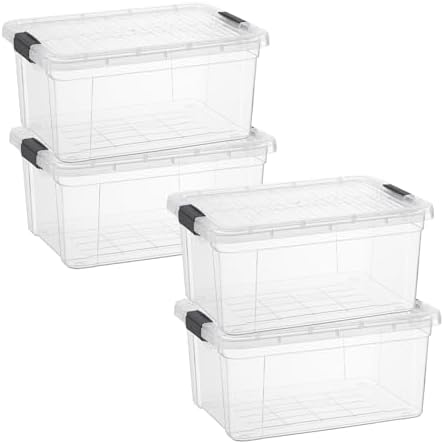 Superio 1.85 Quart Clear Plastic Storage Boxes with Lids, Stackable Organizer Containers, BPA-Free Storage Bins for Home, Office, School & Dorm, 4 Pack by Superio