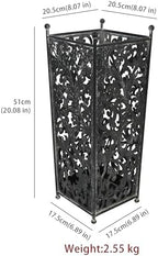 Vintage Black Metal Umbrella Holder with Ornate Cutout Pattern Antique Decorative Umbrella Stand with Detachable Drip Tray for Entryway Storage Umbrellas Canes & Walking Sticks (Black) - Image 2