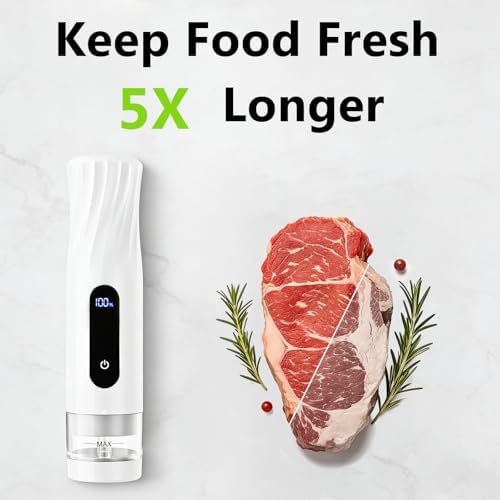 Compact Vacuum Sealer for Food Storage: Portable Handheld Food Sealer, 80kPa Suction, 1800mAh Battery, 30 Reusable Vacuum Bags, Preserve 5X Freshness with Easy Operation - Image 6