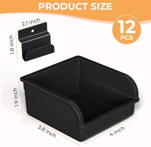 INCLY 12 Pack Slatwall Bins with Hooks, Plastic Slatwall Accessories Bins - Image 2