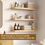 Dreamland 24 Inch Floating Shelves, 6.7" Rustic Wall Shelf, Oak, 3 Pack - Image 4
