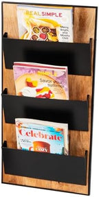 Mind Reader 3-Tier Wall-Mounted File Organizer, Wood and Metal Vertical Rack for Mail, Magazines, and Documents, Black - Image 5
