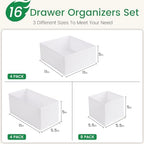 Criusia 16 Pack Underwear Drawer Organizer, Drawer Organizer Clothes, Foldable Cloth Storage Box Closet Dresser Drawer Divider Organizer for Clothes, Scarves (White) - Image 3