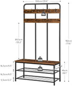 HOOBRO Hall Tree with Bench, Entryway Bench with Coat Rack, Mud Room Rack with 12 Double Hooks and Shoe Storage, Coat Tree, Shoe Rack Organizer, for Foyer, Front Door, Rustic Brown BF05MT01 - Image 4