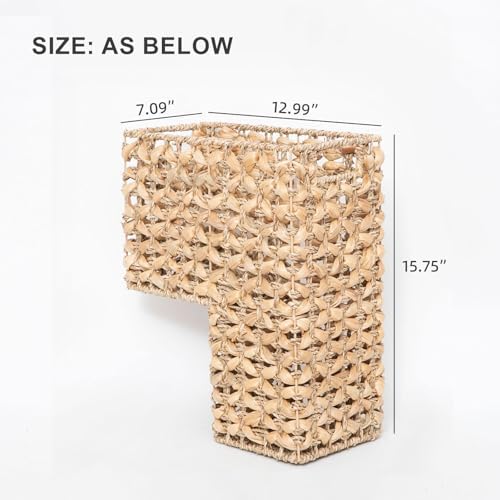 YAHUAN Stair Basket with Handles, Woven Water Hyacinth Stair Baskets for Carpeted Stairs, Natural Woven Water Hyacinth Seagrass Staircase Storage Organizer for Home (Water Hyacinth B) - Image 2