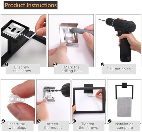 JOPOFI 10 Piece Towel Bar Set - 15.7Inch Bath Towel Holder - Matte Black - Image 7