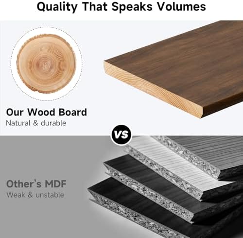 Dual Monitor Stand, 35.4 Inch Monitor Stand Riser for 2 Monitors, 2 Tiers Wood Desk Shelf with Storage, Desktop Organizer Stand for Computer, Laptop, Printer, TV - Image 4