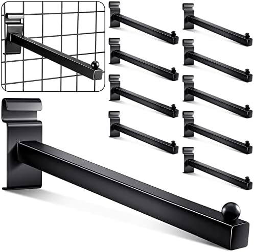 Oudain 10Pcs Gridwall Hooks 12 Inch Heavy Duty Grid Wall Hangers, Black by Oudain