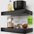 Solid Wood Floating Shelves for Wall 12 Inch Black, Small Wooden Shelf by BAOBABWORKSHOP
