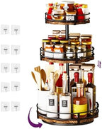 Heavy-Duty 3-Tier Lazy Susan Organizer, Adjustable to Different Heights, Countertop Spice Rack, Upgraded Thickened Wooden Board, Suitable for Seasoning Organizer, Kitchen Organization（2 Pack） by CasaDolce