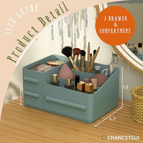 CHANCETSUI Makeup Organizer With Drawer For Vanity: Cosmetics Organizers Storage - Holder For Lipstick Nail Polish Eyeshadow Brush - Image 4