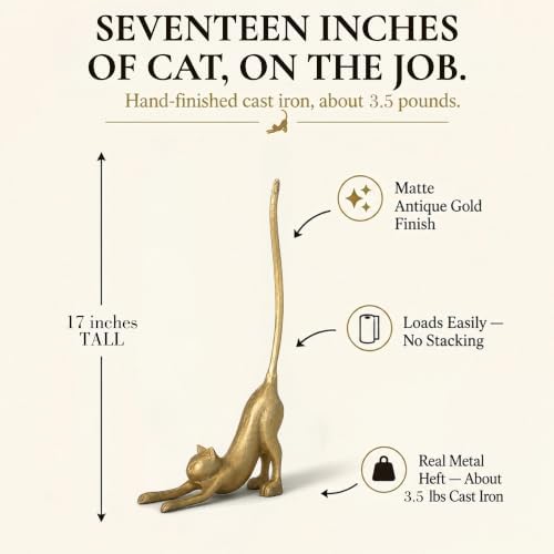 WallCharmers Gold Cat Paper Towel Holder & Metal Toilet Paper Holder Stand - Image 3