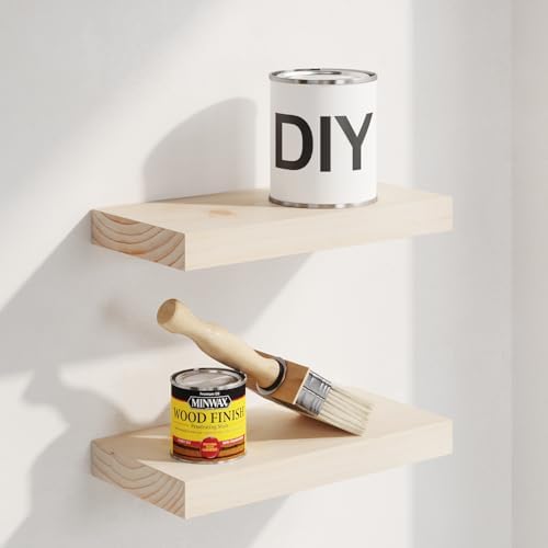 Homeforia 12 Inch DIY Floating Shelves, High-End Solid Pine Wood, Set of 3 by Homeforia
