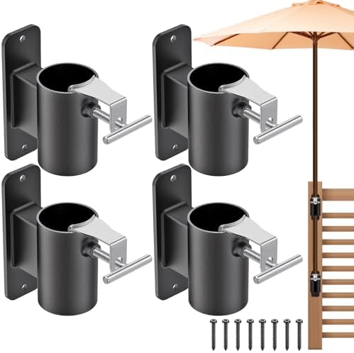 Deck Railing Umbrella Holder, Flat Mount Stand for 1-2" Poles by Lifeswell