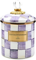 MACKENZIE-CHILDS Enamel Canister, Small, Purple-and-White Violet Check by Unknown
