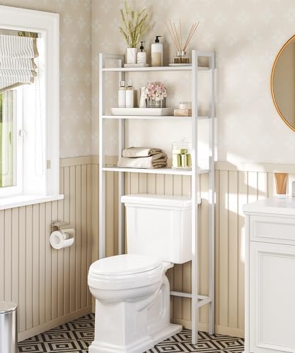HOOBRO Over The Toilet Storage, 3-Tier Bathroom Organizer Shelf Over Toilet, Freestanding Bathroom Storage Shelves, Space Saver, Easy to Assemble for Room, White WT41TS01 - Image 5