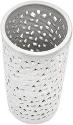 Red Lantern 20" Bamboo Lattice White Porcelain Umbrella Stand - Image 3