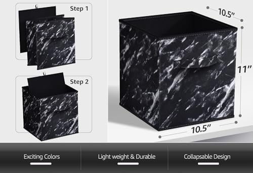 Sorbus 11 x 11 Storage Cubes, Foldable Fabric Bins (4 Pack, Marble Black) - Image 3