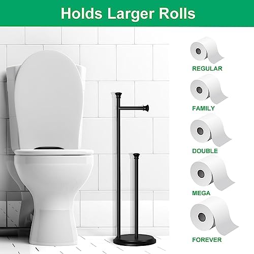Toilet Paper Holder Free Standing, Black Toilet Paper Holder, Bathroom Storage for 5 Mega Rolls, 27.6”H - Image 3