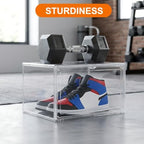 NYZE 12 Pack Acrylic Shoe Boxes Side Open, Clear Shoe Box Plastic Stackable, Shoe Storage Organizer with Magnetic Door, Shoe Display Shoe Containers with Lids Fits Up to Size 15 - Image 6