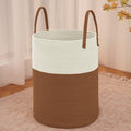 JMvicyroam 80L Cotton Rope Laundry Basket Hamper, White and Brown by JMvicyroam