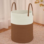 JMvicyroam 80L Cotton Rope Laundry Basket Hamper, White and Brown by JMvicyroam