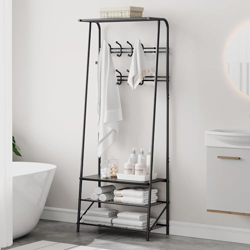 Jojoka 4-in-1 Entryway Coat Rack Hall Tree with Bench & Shoe Rack, Freestanding Storage for Hooks, 3-Tier Shoe Cabinet, Hanging Rod for Hallway, Front Door, Mudroom - Image 3