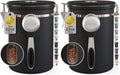 Veken Coffee Canister with Window, Airtight Stainless Steel Container, 22OZ (Pack of 2) by Veken