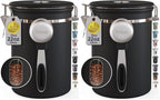 Veken Coffee Canister with Window, Airtight Stainless Steel Container, 22OZ (Pack of 2) by Veken