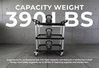 Commercial 3-Shelf Rolling Service Utility Cart | Capacity 390 lbs. | 37" x 34" x 16" | Black - Image 4
