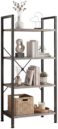 DUMOS 4 Tiers Open Bookshelf, Classic Freestanding Tall Display Shelf by DumosLifestyle