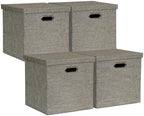 Posprica Storage Bins with Lids,13×13×13 Foldable Storage Cube Baskets Boxes Fabric Drawers for Closet Shelf Cabinet Bookcase,Set of 4,Coffee by Posprica